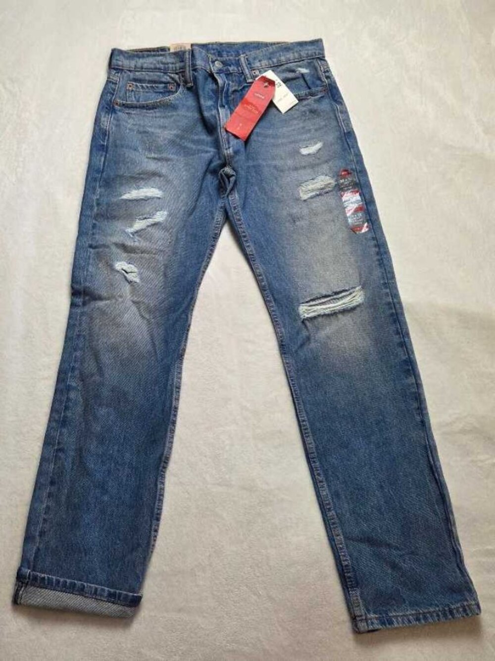 New 32x32 Levi's 502 Regular Taper Warp stretch ripped jeans in Broom Tree denim